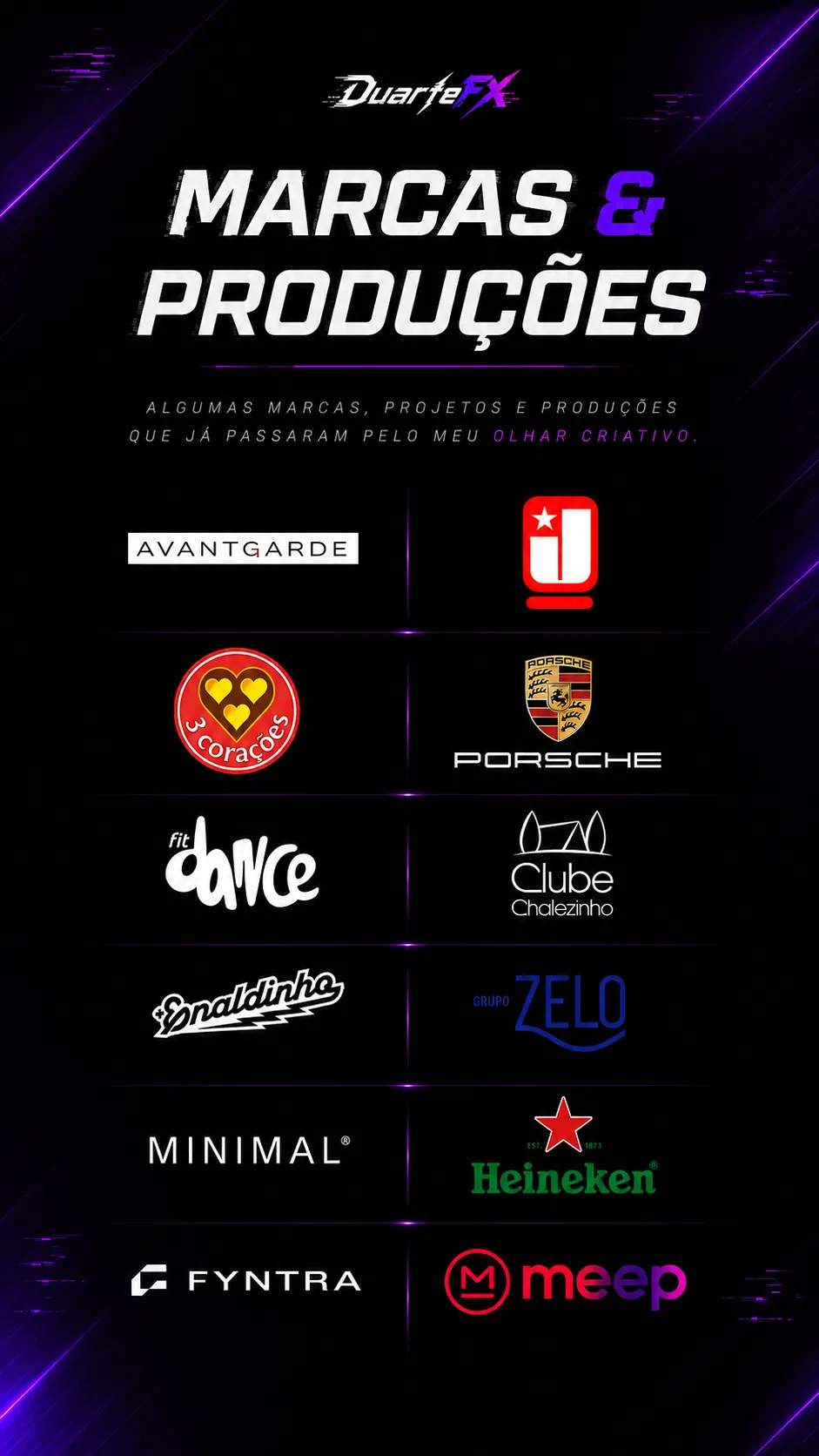 Marcas atendidas pela DuarteFX